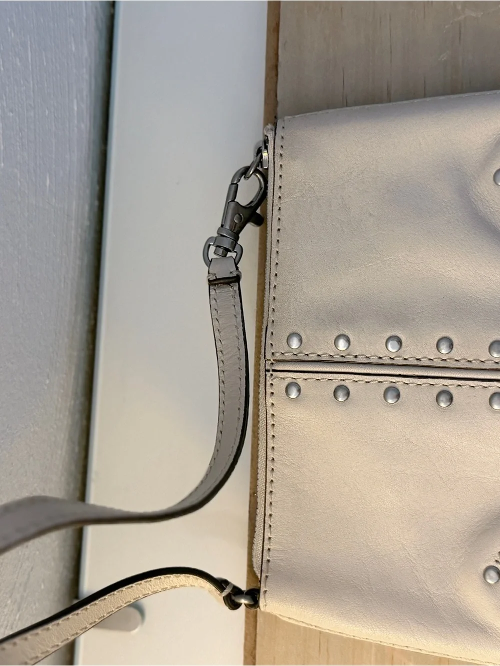 Michael Kors Light Cream Leather Studded Wristlet